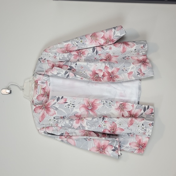 Alfred Dunner Jackets & Blazers - ALFRED DUNNER Pink Gray Cotton Textured Floral Blazer